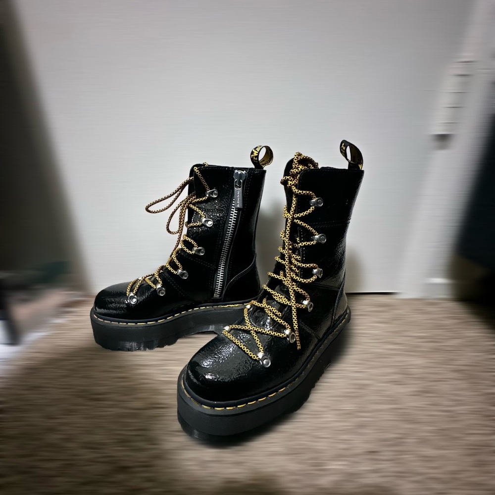 Dr. Martens Ghilana Max Patent Distressed Leather Platform Boots - SOLD